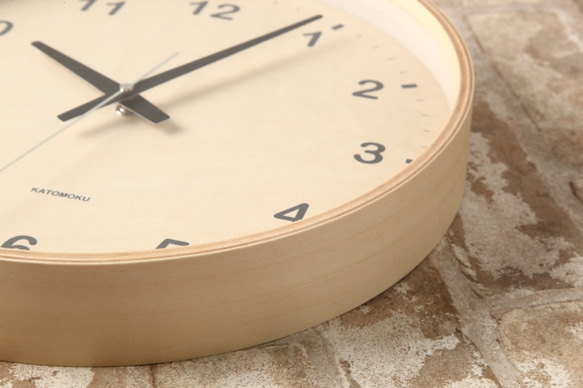 KATOMOKU plywood wall clock ナチュラル 電波時計 連続秒針 km-34LRC φ304mm 2枚目の画像