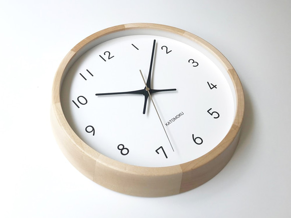 KATOMOKU muku round wall clock 13 H.メープル km-104HMRC 電波時計 3枚目の画像