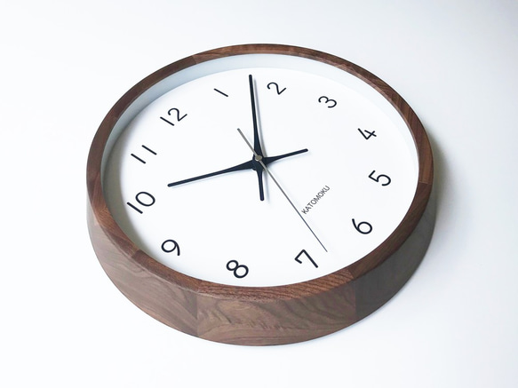 KATOMOKU muku round wall clock 13 ウォールナット km-104WARC 電波時計 6枚目の画像