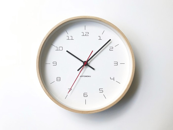 KATOMOKU plywood clock 16 ナチュラル km-105NARC 電波時計 連続秒針 4枚目の画像