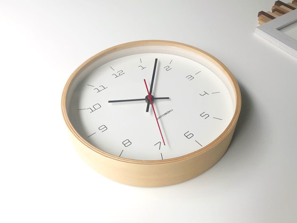 KATOMOKU plywood clock 16 ナチュラル km-105NARC 電波時計 連続秒針 6枚目の画像