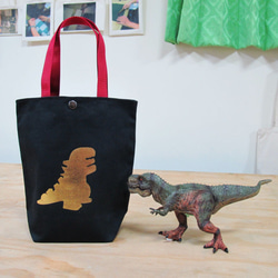 燙金恐龍帆布環保飲料提袋-雙杯款 第3張的照片