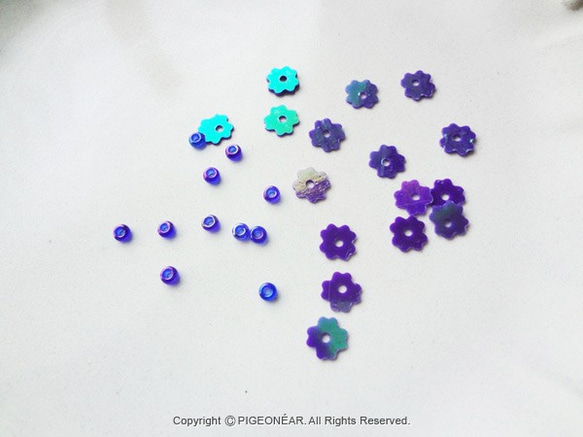 ★5mm花型スパンコール＆2mmシードビーズSet紫Mix(Sb_1) 5枚目の画像