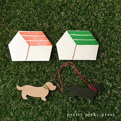 ダックスメッセージカード＆犬小屋封筒セット 2枚目の画像