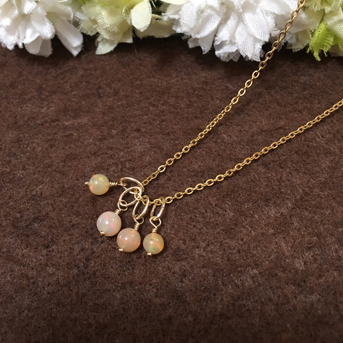 再販＊オパールのシンプルネックレス＊14kgf 再販＊オパールのシンプルネックレス＊14kgf