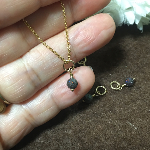 14K ブラックオパール ペンダントトップ チャーム 14K ブラックオパール ペンダントトップ チャーム