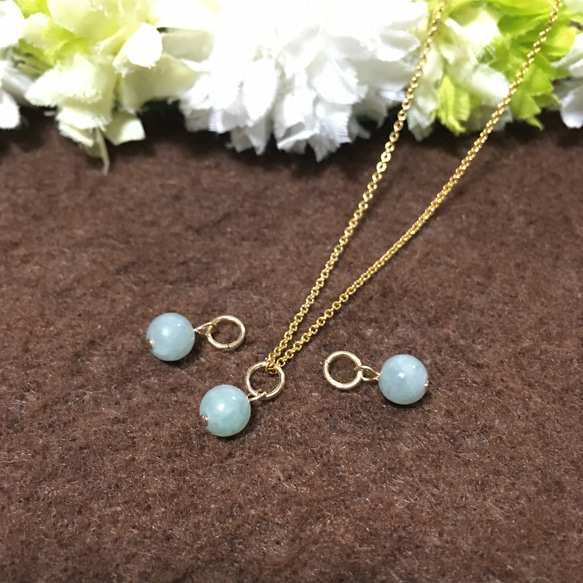天然高品質Aランク藍水翡翠のラウンドママネックレスAB1057