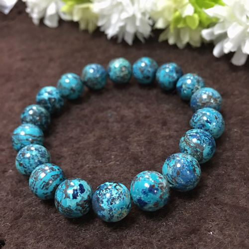 限定1点】青と大地の癒しクリソコラ×ホワイトルチルクォーツ天然石