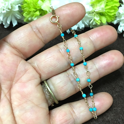 再販1】【14kgf】天然色アリゾナ産ターコイズのブレスレット