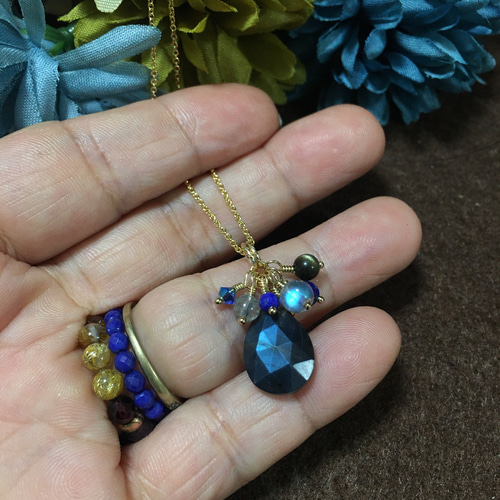 【14kgf 】【魅惑の輝き】ブラックラブラドライトのネックレス45㎝ 14kgf 】【魅惑の輝き、強運に導く】ブラックラブラドライト