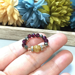 No.2204 ビーズリングハンドメイド(12～14号) 14kgf］Sweet antique - スイスブルートパーズの立爪ふう