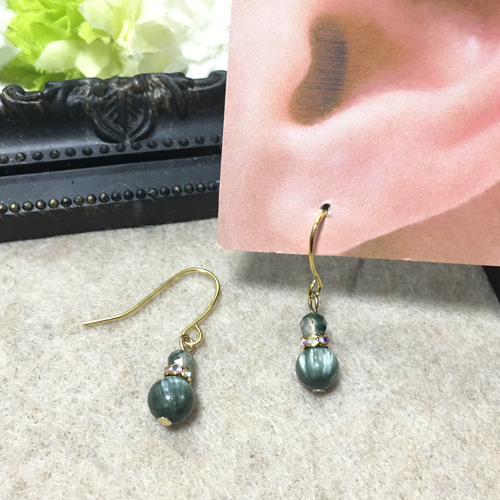 1点のみ✧︎ガーデンモスアゲート ピアス 再販5】【天使が羽を休める森】【穏やかな日常を】セラフィナイトと