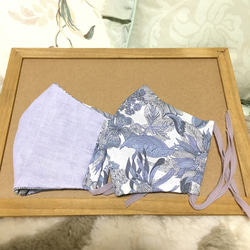 【再販】【化粧品汚れが目立ちにくい♫】表リバティ、2020アンジェリカ・ガーラ、内側日本製ダブルガーゼの立体マスク 4枚目の画像