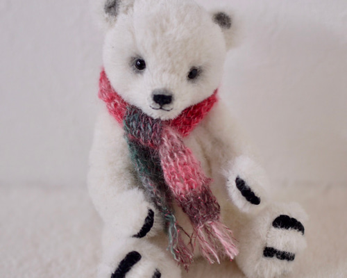 送料無料⠀】テディベア シロクマの子供 ours blanc1 ぬいぐるみ