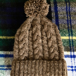 ベビーアルパカアランニット帽〈ブラウン〉 1枚目の画像