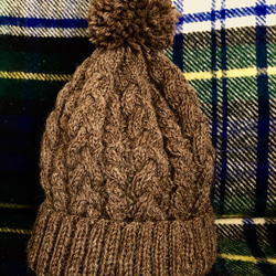 ベビーアルパカアランニット帽〈ブラウン〉 2枚目の画像