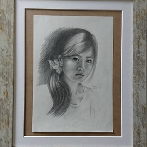 鉛筆画 人物画 ドローイング 鉛筆画 人物画 女性#114【A4サイズ】