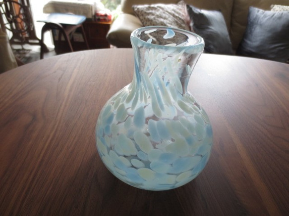 ガラス花器：Flower ブルーパラダイス 2枚目の画像