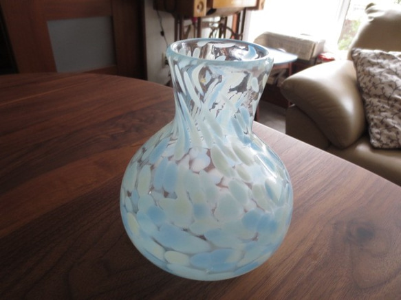 ガラス花器：Flower ブルーパラダイス 3枚目の画像
