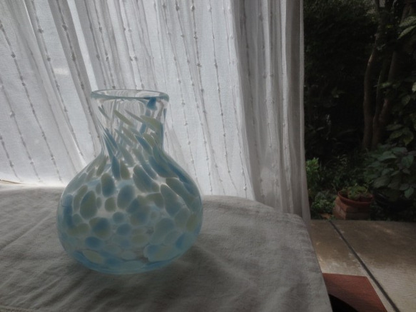 ガラス花器：Flower ブルーパラダイス 4枚目の画像