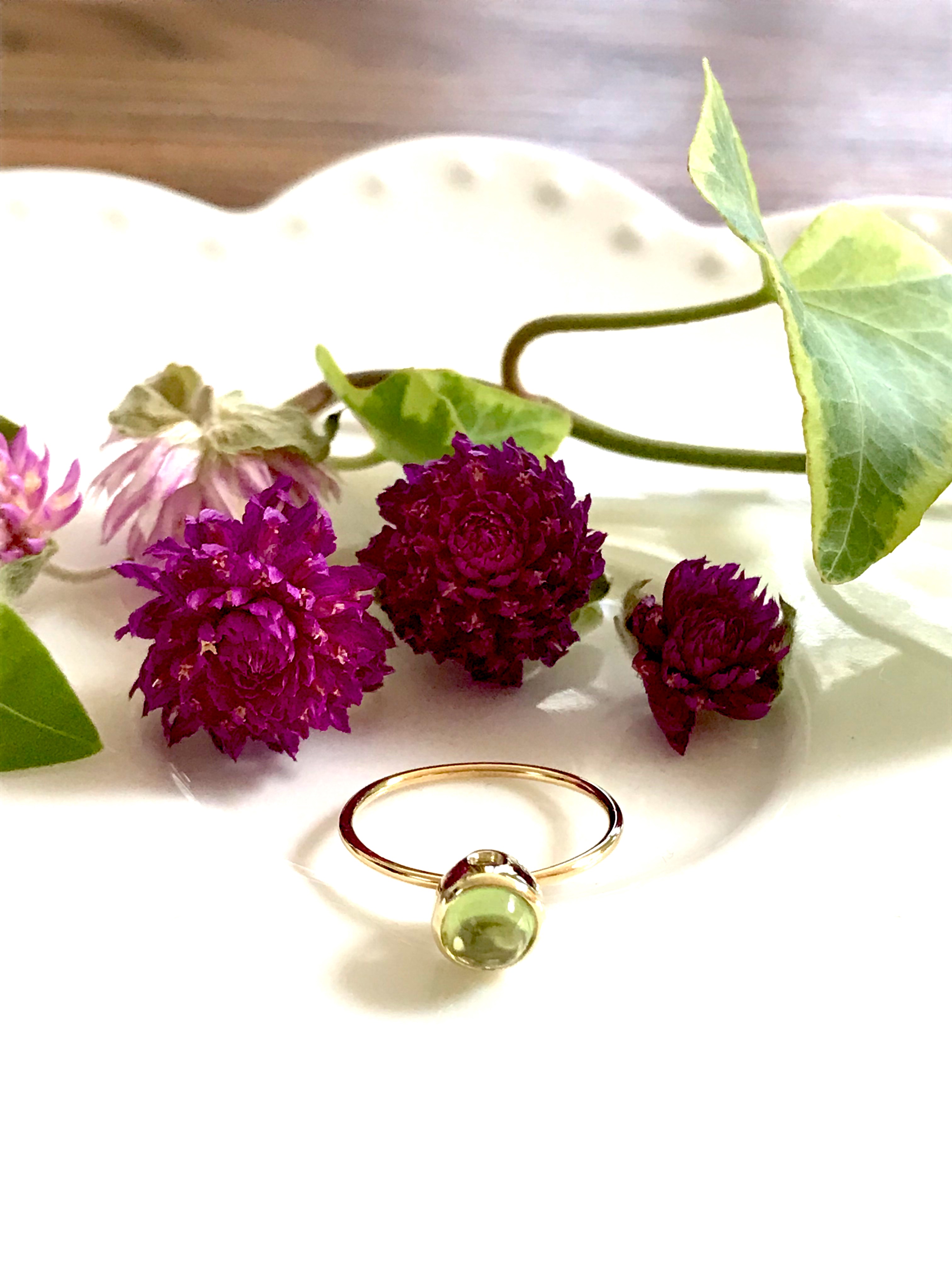 creema限定 送料無料　K18水玉フクリンリング ペリドット