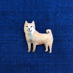 受注制作　真鍮ブローチ　りりしい芝犬 1枚目の画像
