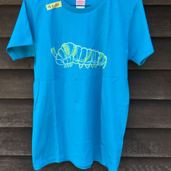ナミアゲハ幼虫Tシャツ ターコイズブルーガールズM 2枚目の画像
