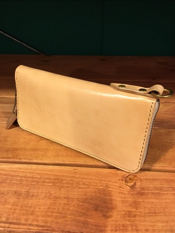 Round fastener long wallet【Beige】 1枚目の画像