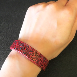 Geometric bracelet【Red×Antique】 4枚目の画像