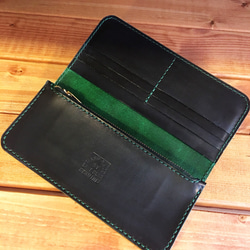 Plain long wallet【Black×Green】 2枚目の画像