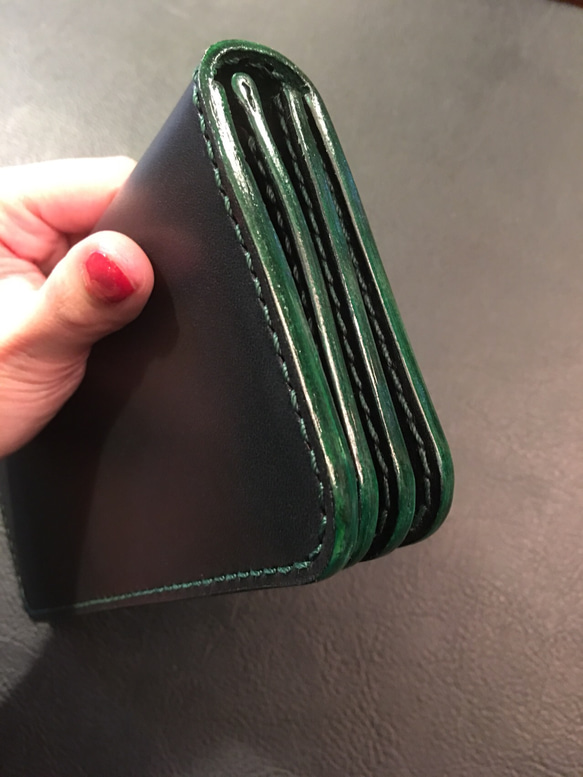 Plain long wallet【Black×Green】 5枚目の画像