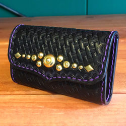 Studs basket key case【Black×Purple】 2枚目の画像