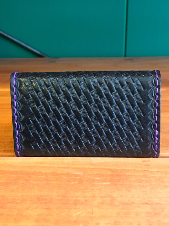 Studs basket key case【Black×Purple】 3枚目の画像