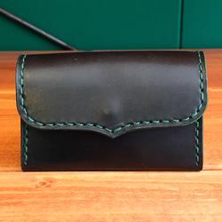 Plain business card case【Black×Green】 1枚目の画像