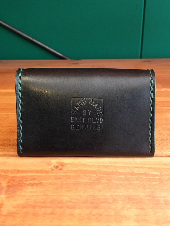 Plain business card case【Black×Green】 3枚目の画像