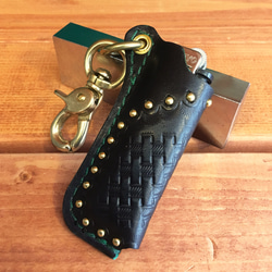 Basket×Studs lighter case【Black×Green】 2枚目の画像