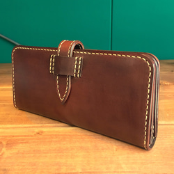 Plain flap long wallet【Brown×Beige】 2枚目の画像