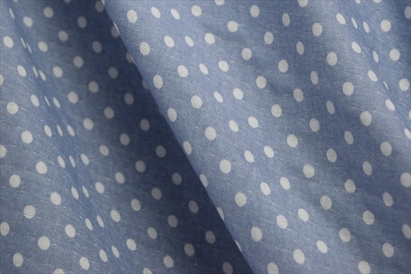 ダブルガーゼ生地】水玉柄*ドット/くすみブルー/コットン100%/布/日本