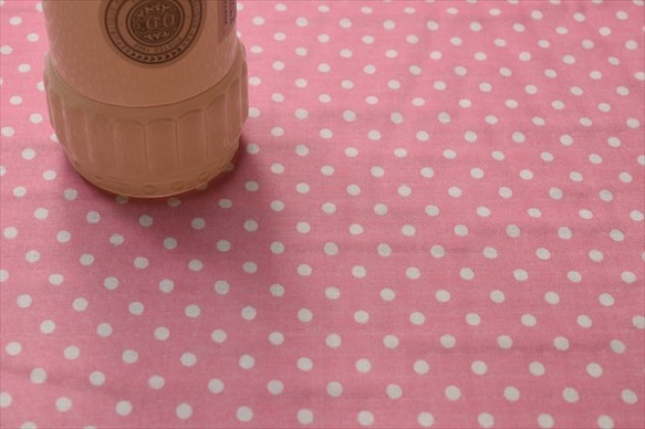 【ダブルガーゼ生地】ピンク×水玉柄*ドット/Wガーゼ/日本製/綿100%/布 3枚目の画像