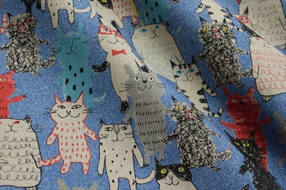 [Kei Fabric]川口宮子/性格開朗的貓/貓/棉亞麻帆布面料/布/日本製造 第5張的照片