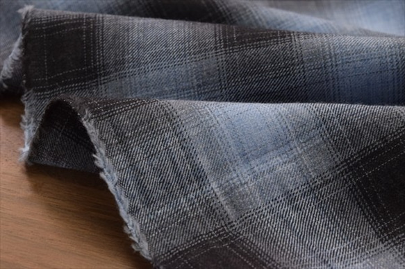 SALE! [有機棉] 色織柔軟斜紋布/Ombre 格紋/抓絨/日本製造/布料 第6張的照片