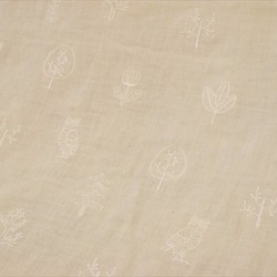 [KOKKA]北歐刺繡/雙層紗布/繡花棉織物/貓頭鷹和木/漂白×白 第2張的照片