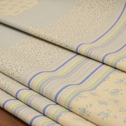 [日本製造]棉麻花朵圖案補丁圖案/棉亞麻/帆布面料/藍色 第2張的照片