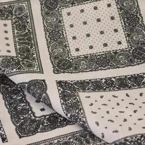 50cm【HOKKOH】麻100%/バンダナ柄/ラミー生地/エアータンブラー加工/濃