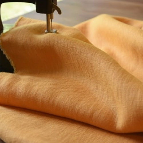 50cm 【イタリア製リネン】麻100%/無地/柔らかリネン生地/広幅/橙色  