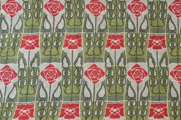 [YUWA] ule子的系列/玫瑰/花朵圖案/棉亞麻織物/帆布/綠色 第3張的照片