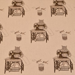 [Naoya Hata] Naoya Hata / 縫紉機和貓 / 縫紉貓 / 棉麻織物 / 帆布 / 棕色米色 第6張的照片