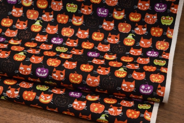 少数限定パネル ③ ハロウィン 猫ちゃんパネル生地 ハンドメイド 少数