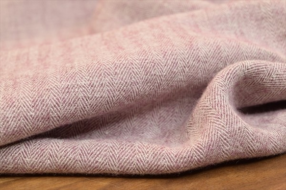50厘米[設得蘭羊毛]亞麻羊毛面料/人字紋/日本製/秋冬/紫色 第1張的照片