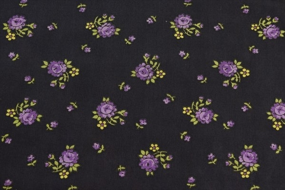 庫存處理！ [日本製造]復古花紋/玫瑰/昭和復古/棉紗面料/紫色 第2張的照片